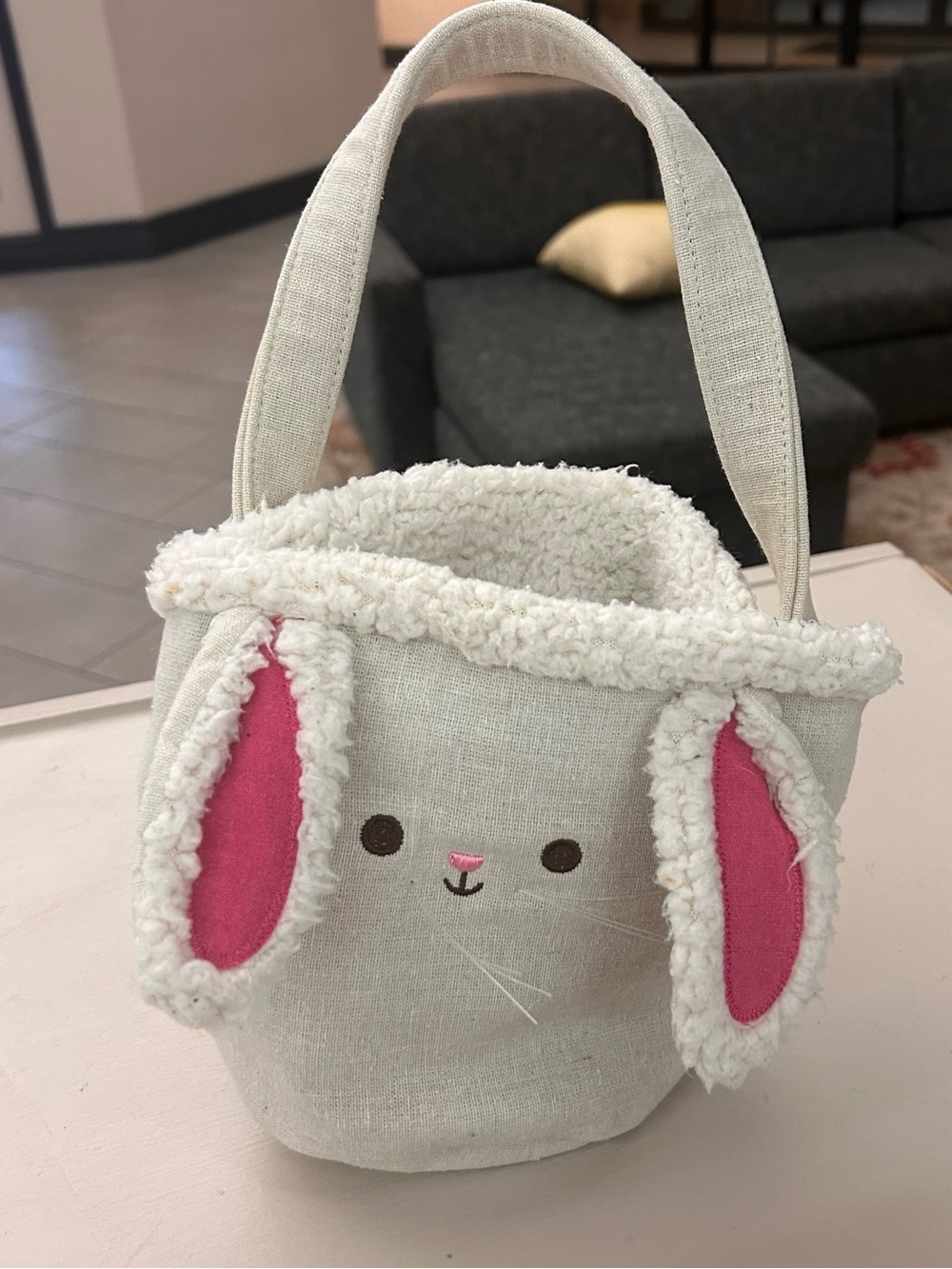 Bunny Plush Bunny Kids Bag in Cream with Pink Ears